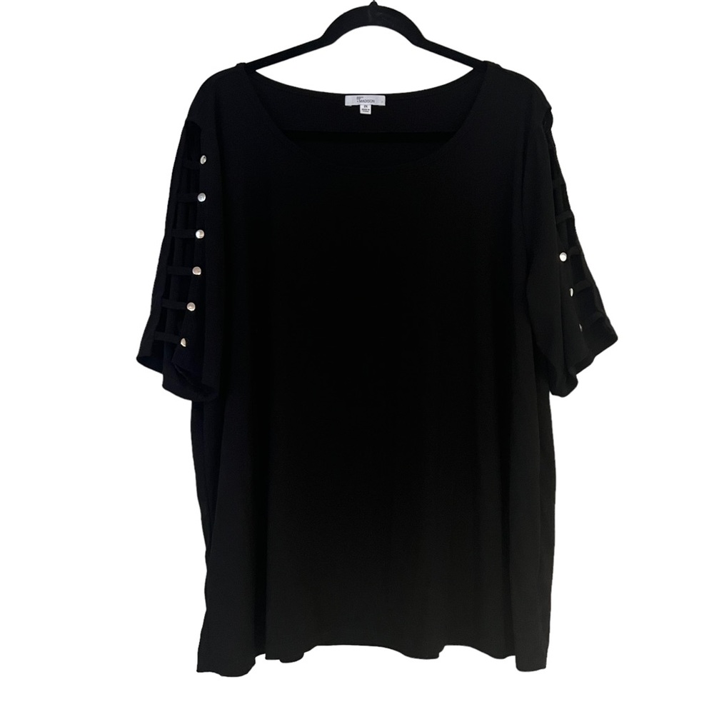 89th + Madison Womens Shirt Sz 2x Black Open Studded Arm